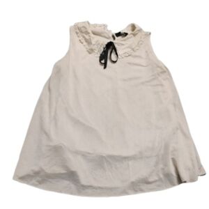 Max Women's Peter Pan Collar Black Ribbon Twee Tank Top Sz 6 US